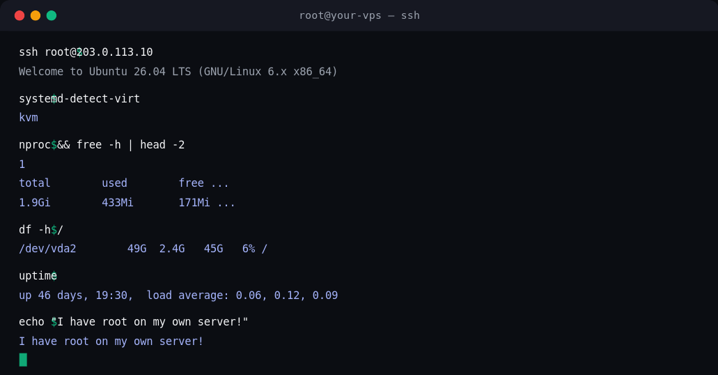 What a terminal session on your VPS feels like